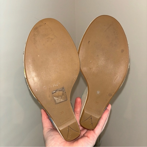 Prada Seahorse Wedge Platform Sandals Leather Green Blue - Picture 10 of 14